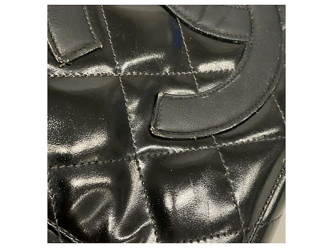 Chanel Matelassé Tote Bag aus schwarzem Lackleder - Ansicht 9