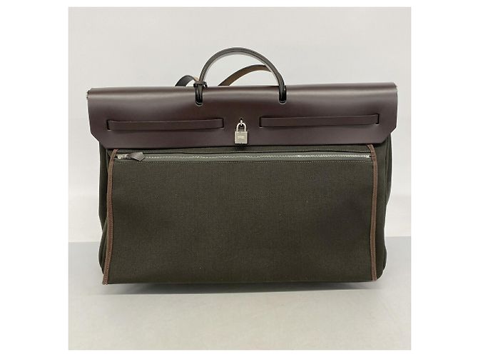 Hermès Bolsa Hermes Herbag Zip 50 Marrom Caqui - vista 8