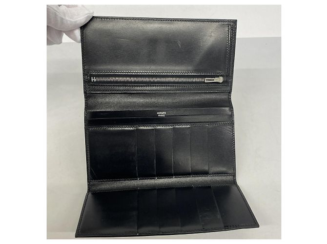 Hermès Hermes Tri-fold Long Wallet in Black Box Calf Leather - view 3