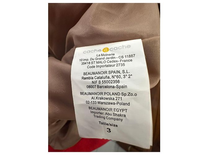 Autre Marque Cappotto corto rosso con collo in ecopelliccia Beige - vista 3