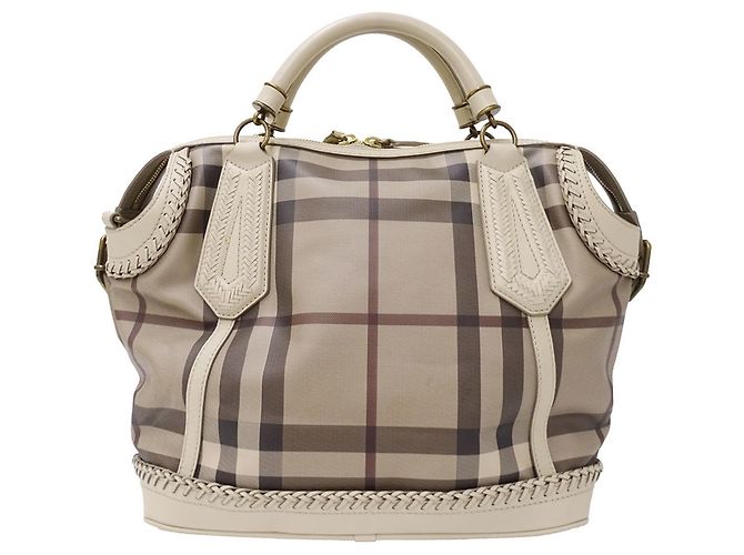 Borsa a mano Burberry in pelle beige - vista 2