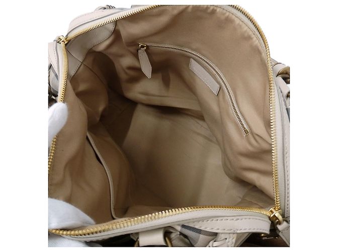 Borsa a mano Burberry in pelle beige - vista 5