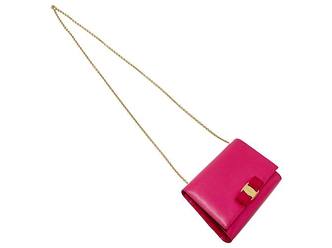 Pochette e borsa a tracolla in pelle rosa Salvatore Ferragamo - vista 4
