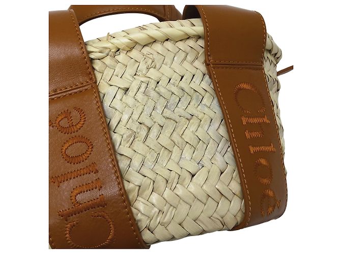 Chloé Handtasche aus Raffia und Leder in Braun - Ansicht 12