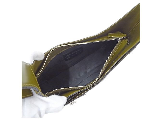 Borsa a tracolla in pelle Salvatore Ferragamo Marrone Cachi - vista 5