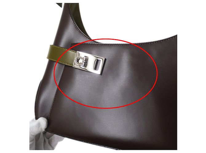 Borsa a tracolla in pelle Salvatore Ferragamo Marrone Cachi - vista 7