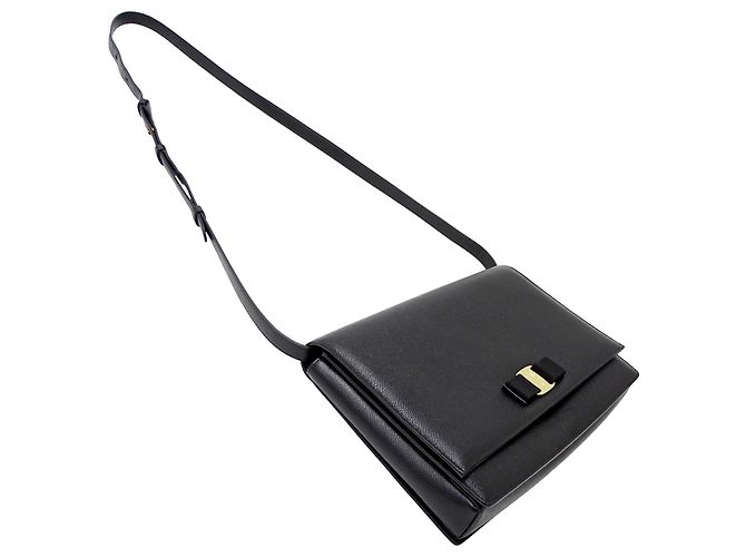 Borsa a tracolla in pelle nera Salvatore Ferragamo Nero - vista 4