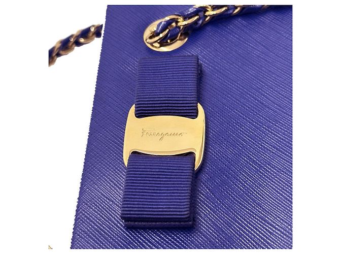 Borsa in pelle blu Salvatore Ferragamo - vista 11