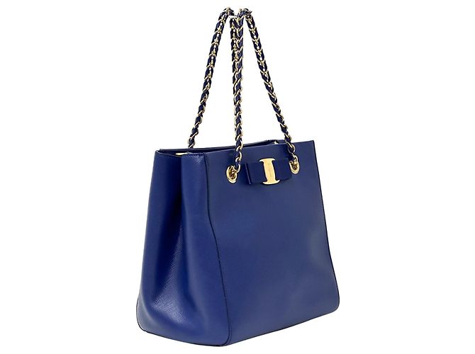 Borsa in pelle blu Salvatore Ferragamo - vista 3