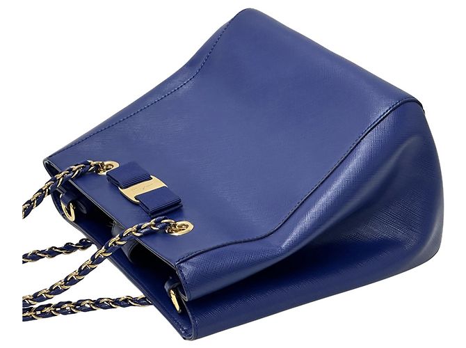 Borsa in pelle blu Salvatore Ferragamo - vista 7