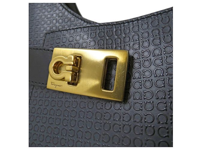 Gancini Borsa a tracolla in pelle grigia Salvatore Ferragamo Marrone - vista 11