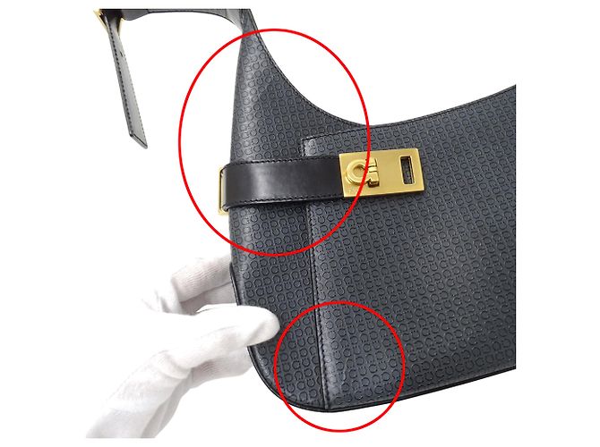 Gancini Borsa a tracolla in pelle grigia Salvatore Ferragamo Marrone - vista 12