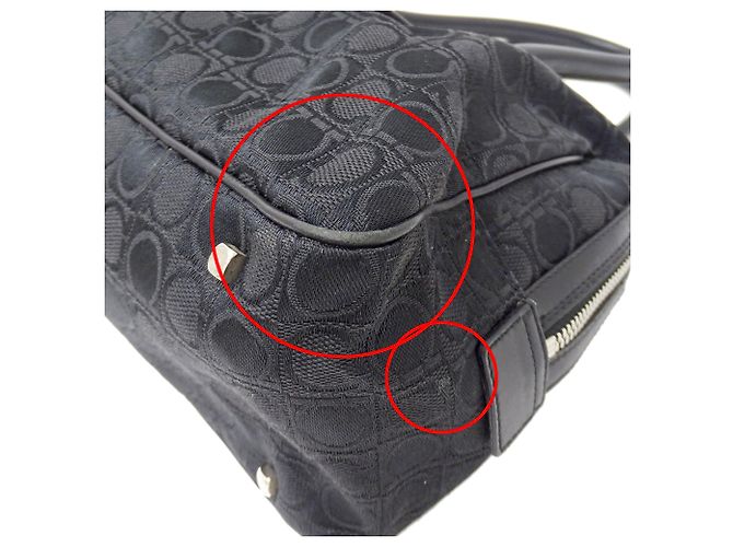 Gancini Borsa in tela nera Salvatore Ferragamo Nero - vista 9