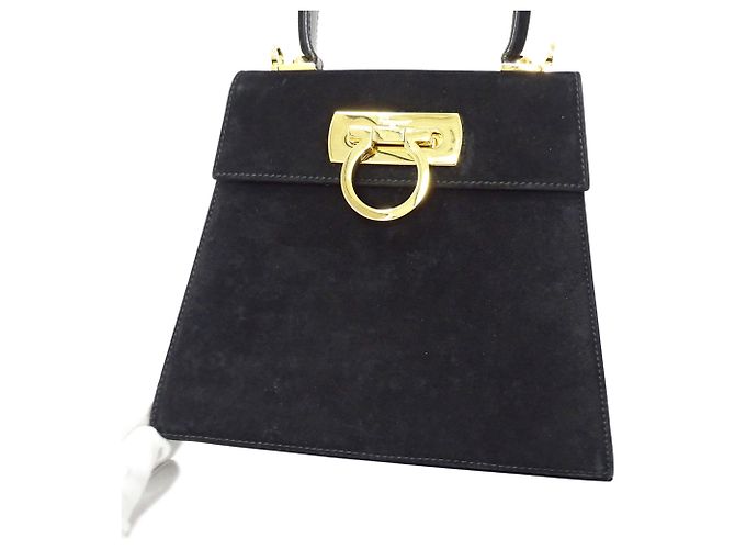 Gancini Borsa in camoscio nero Salvatore Ferragamo - vista 9
