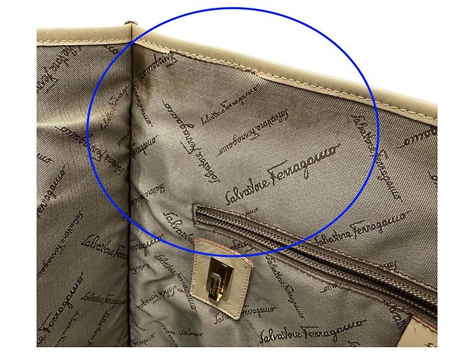 Borsa Tote in tela Salvatore Ferragamo Beige Arancione - vista 10