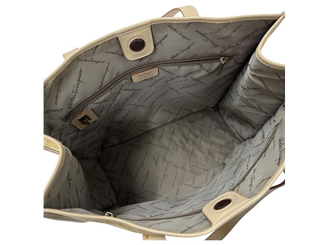 Borsa Tote in tela Salvatore Ferragamo Beige Arancione - vista 5