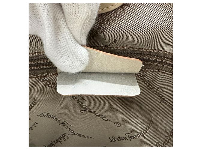 Borsa Tote in tela Salvatore Ferragamo Beige Arancione - vista 7