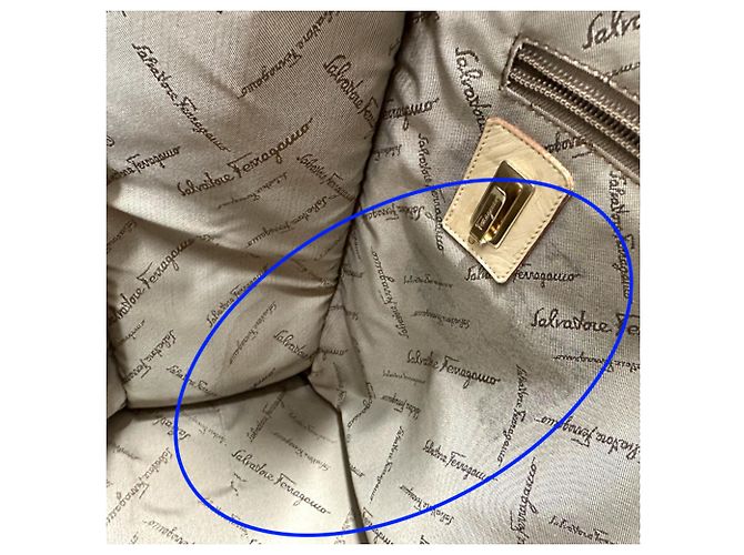 Borsa Tote in tela Salvatore Ferragamo Beige Arancione - vista 8