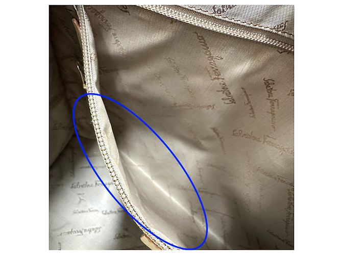 Borsa Tote in tela Salvatore Ferragamo Beige Arancione - vista 9