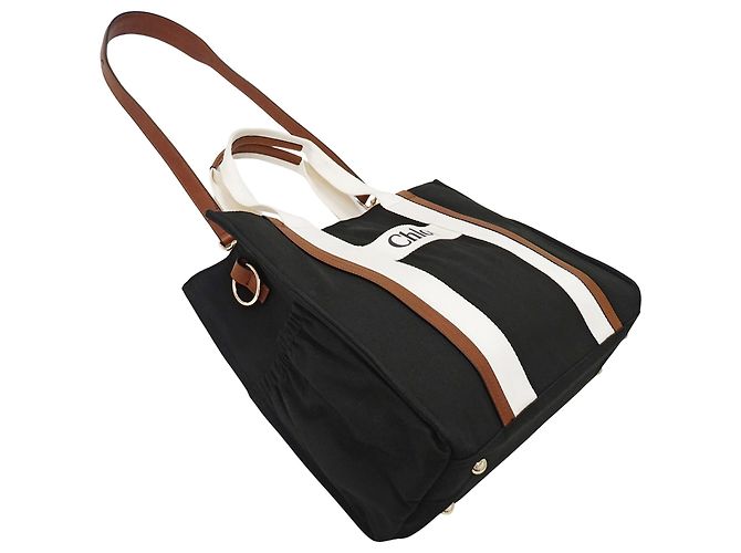 Chloé Schulter- und Tote-Bag aus schwarzem Canvas - Ansicht 4