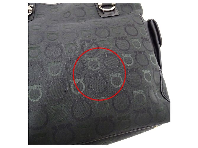 Gancini Borsa Tote Salvatore Ferragamo in tela nera Nero - vista 10