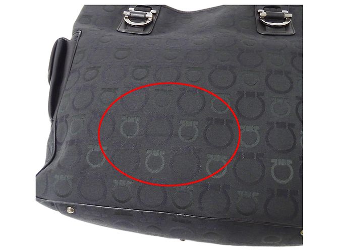 Gancini Borsa Tote Salvatore Ferragamo in tela nera Nero - vista 11