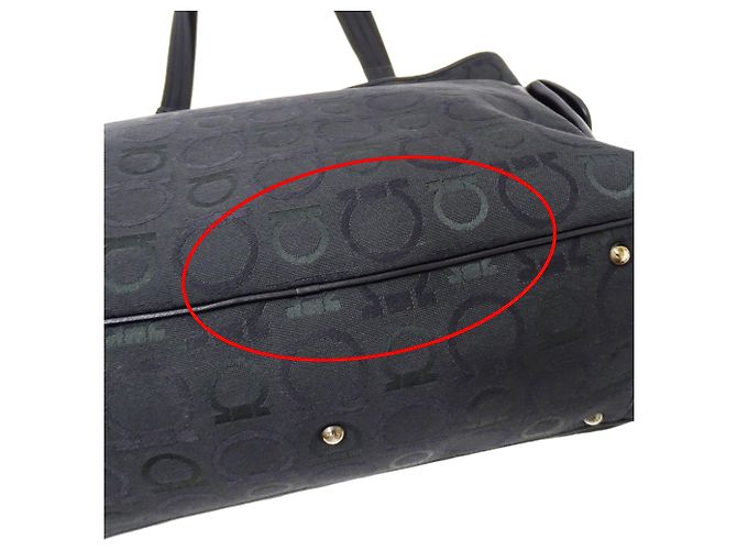 Gancini Borsa Tote Salvatore Ferragamo in tela nera Nero - vista 12