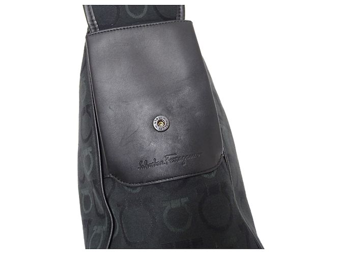 Gancini Borsa Tote Salvatore Ferragamo in tela nera Nero - vista 13