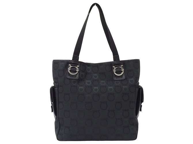 Gancini Borsa Tote Salvatore Ferragamo in tela nera Nero - vista 2