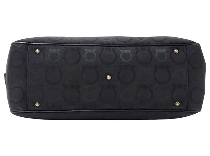 Gancini Borsa Tote Salvatore Ferragamo in tela nera Nero - vista 3