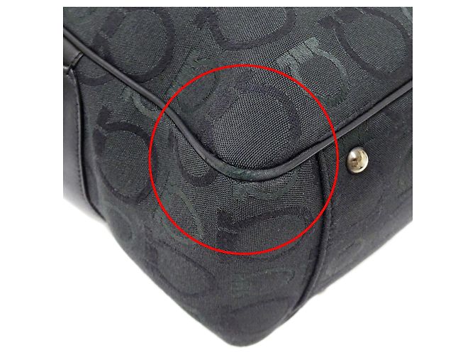 Gancini Borsa Tote Salvatore Ferragamo in tela nera Nero - vista 9