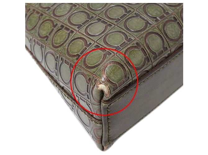Gancini Borsa a tracolla in pelle kaki Salvatore Ferragamo Cachi - vista 10
