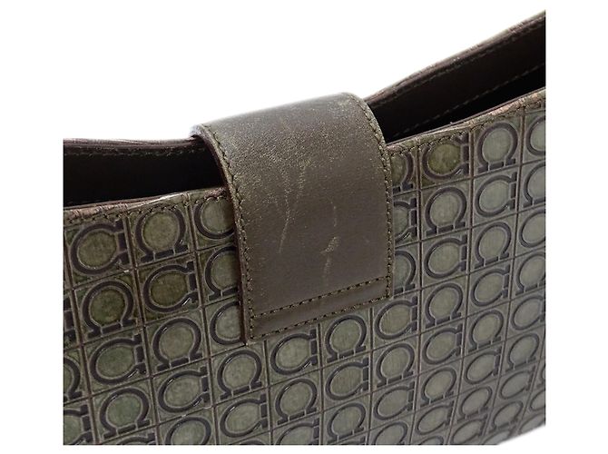 Gancini Borsa a tracolla in pelle kaki Salvatore Ferragamo Cachi - vista 11