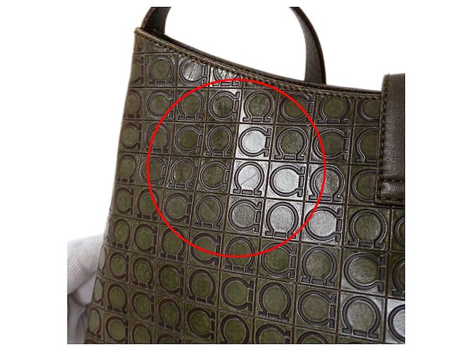 Gancini Borsa a tracolla in pelle kaki Salvatore Ferragamo Cachi - vista 14