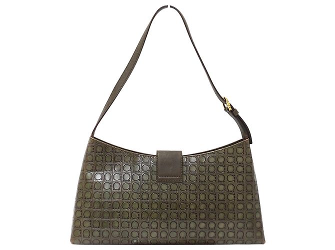 Gancini Borsa a tracolla in pelle kaki Salvatore Ferragamo Cachi - vista 2