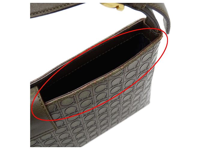 Gancini Borsa a tracolla in pelle kaki Salvatore Ferragamo Cachi - vista 8