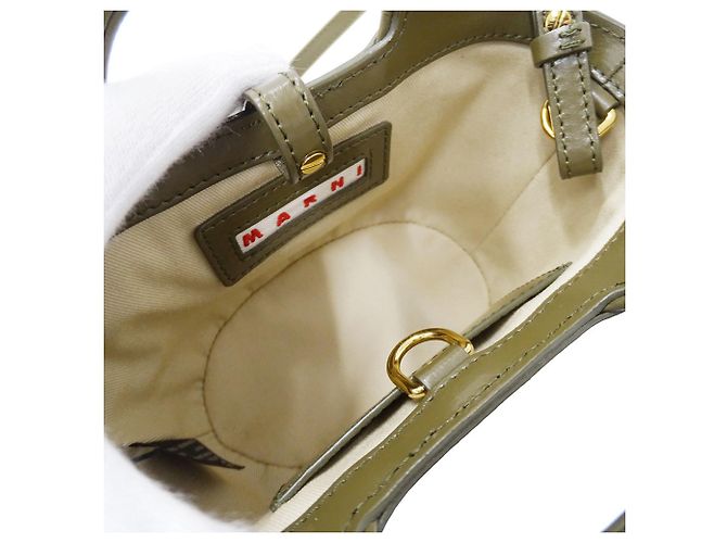 Bolsa de mão Marni Tropicaria Micro Verde Caqui - vista 5