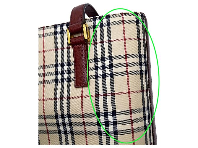 Borsa Tote Burberry in tela Beige Bordò - vista 10