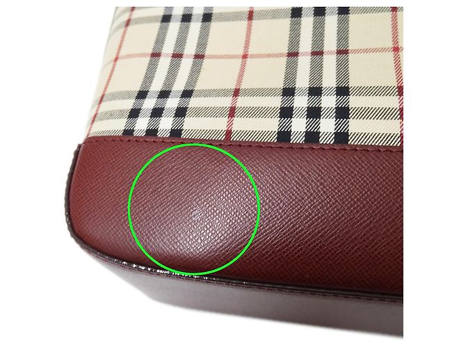Borsa Tote Burberry in tela Beige Bordò - vista 7
