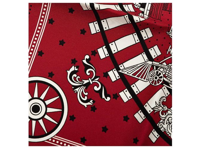 Hermès Foulard Hermes Carre 55 ALL ABOARD Nero Bianco Rosso - vista 4
