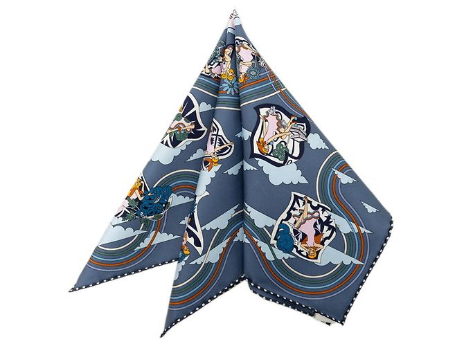 Hermès Foulard Hermes Carre 45 CARRES VOLANTS Blu Multicolore - vista 2