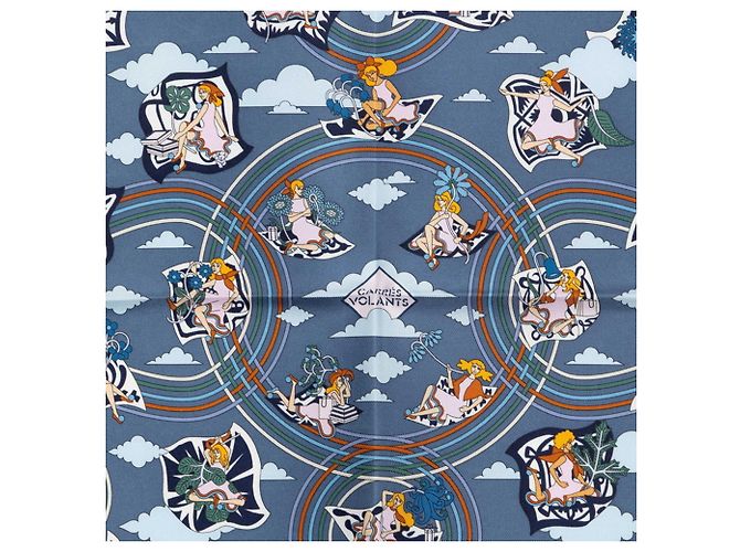 Hermès Foulard Hermes Carre 45 CARRES VOLANTS Blu Multicolore - vista 3