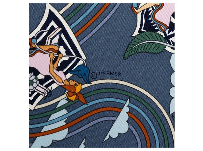 Hermès Foulard Hermes Carre 45 CARRES VOLANTS Blu Multicolore - vista 5