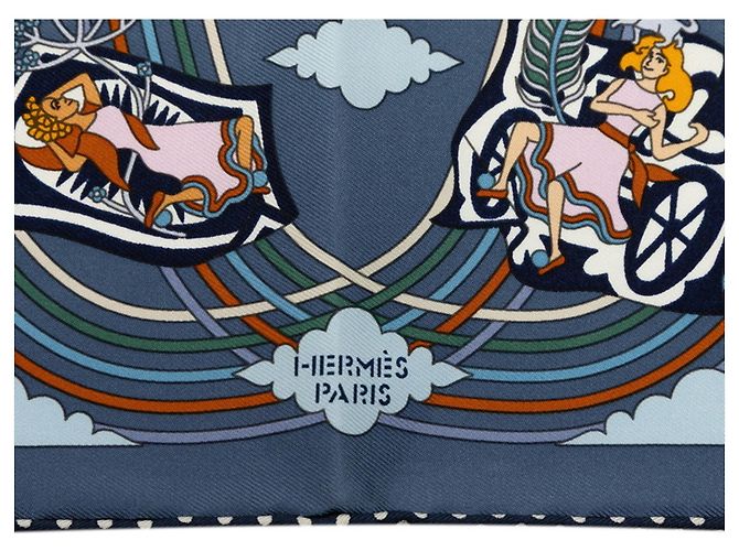 Hermès Foulard Hermes Carre 45 CARRES VOLANTS Blu Multicolore - vista 6