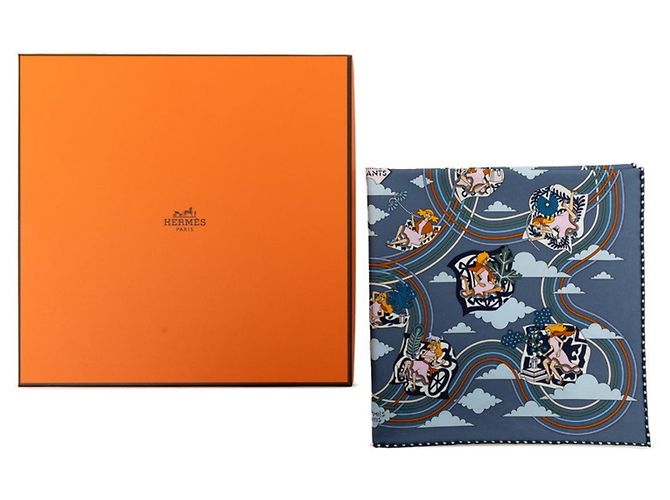 Hermès Foulard Hermes Carre 45 CARRES VOLANTS Blu Multicolore - vista 8