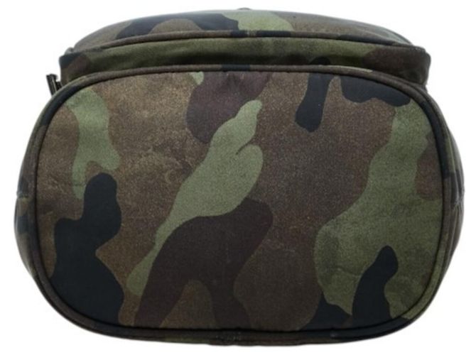 Sac à main camouflage Prada avec plaque logo triangle Marron Vert Kaki - vue 3