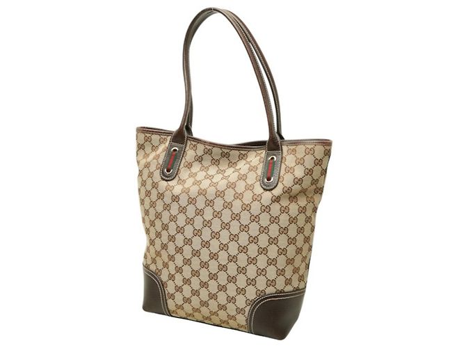 Borsa Tote Gucci GG Canvas Sherry Line Princy Marrone Beige - vista 2