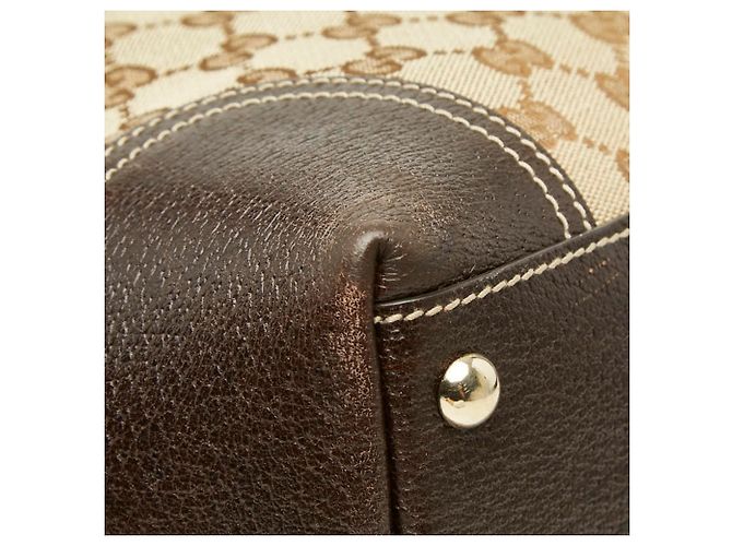 Borsa Tote Gucci GG Canvas Sherry Line Princy Marrone Beige - vista 7
