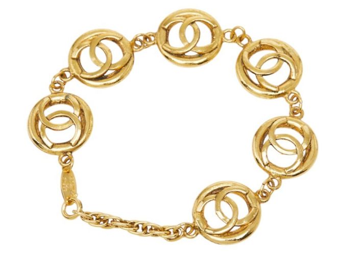 Bracciale a catena vintage Chanel Coco Mark D'oro - vista 2