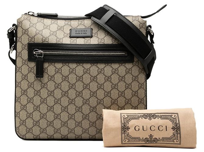 Borsa a tracolla Gucci GG Supreme Nero Beige - vista 7